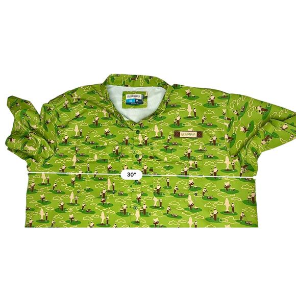 Magellan Laguna Madre Dad Lawn Camo SS Shirt 3XL UPF Green Casual Quick Drying - Picture 5 of 10